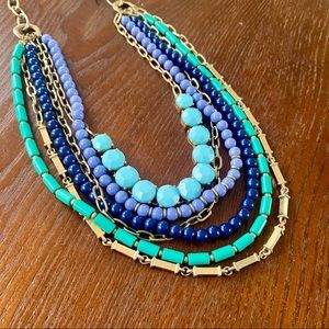 Blue/green Multilayer Gold Chain Necklace